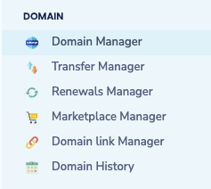 Domain Manager in the left sidebar